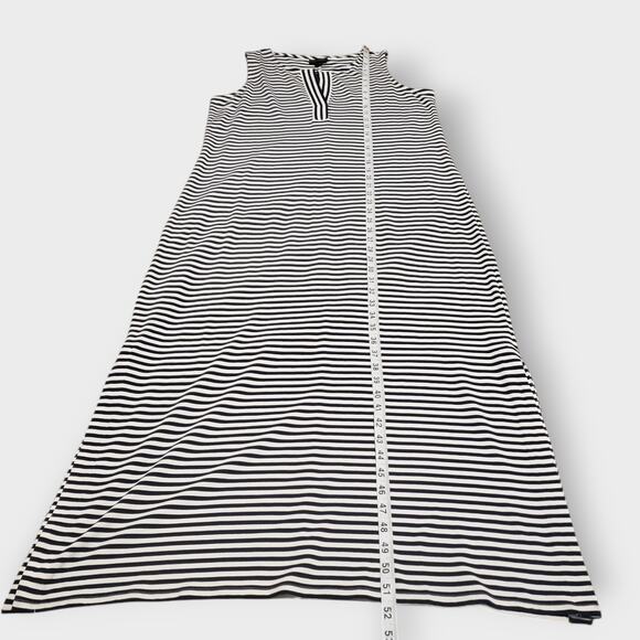 J. Jill Wearever Collection Blue Stripe Midi Dress Jersey Knit Small Side split - Picture 10 of 11